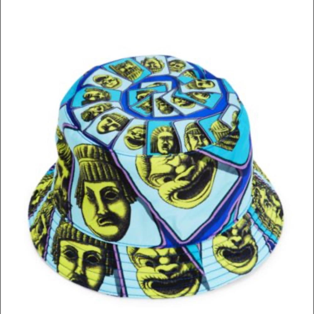 Versace Blue and Yellow Graphic Bucket Hat